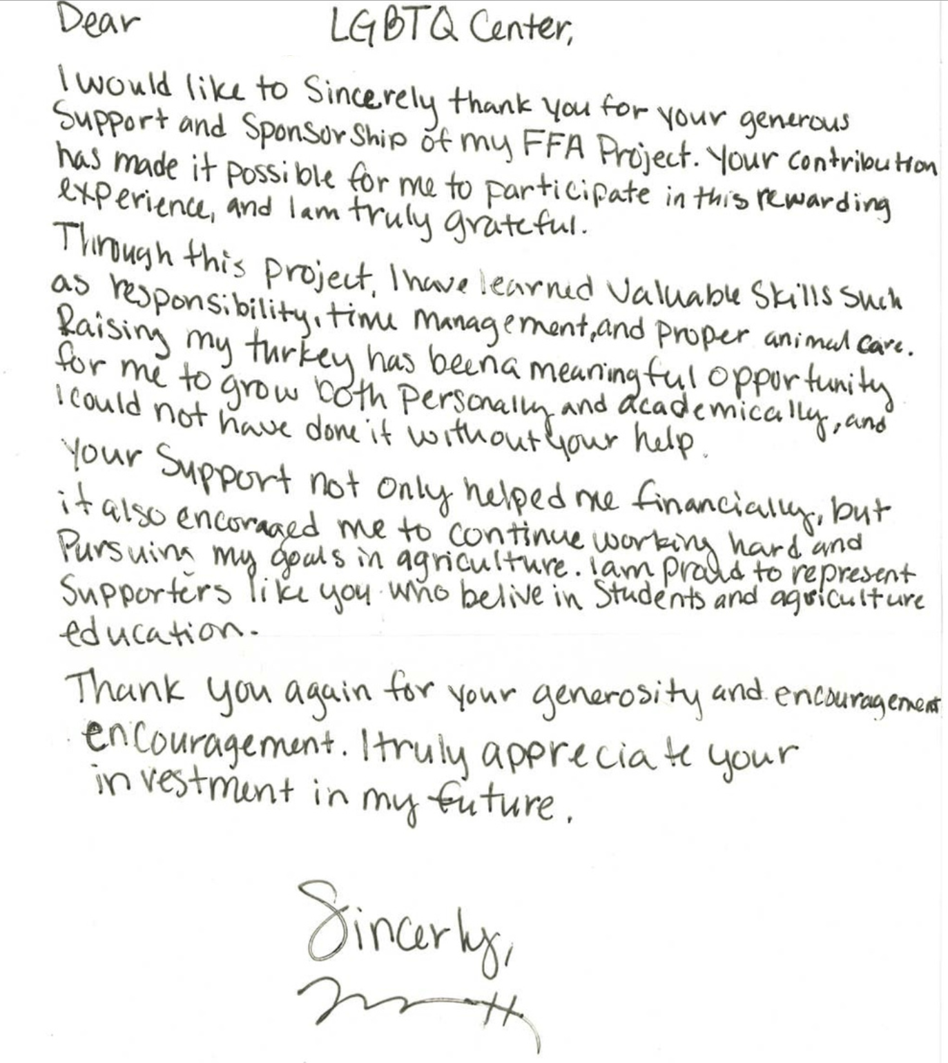 A Message of Gratitude from One of Our Youth Participants